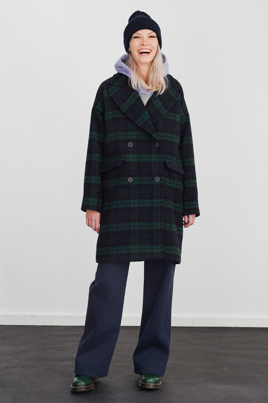 KIMYA COAT CHECKERED DARKBLUE GREEN