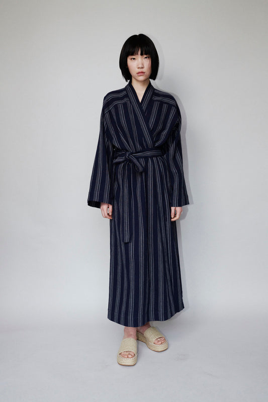 CHŌWA KIMONO DRESS DARK BLUE / STRIPED