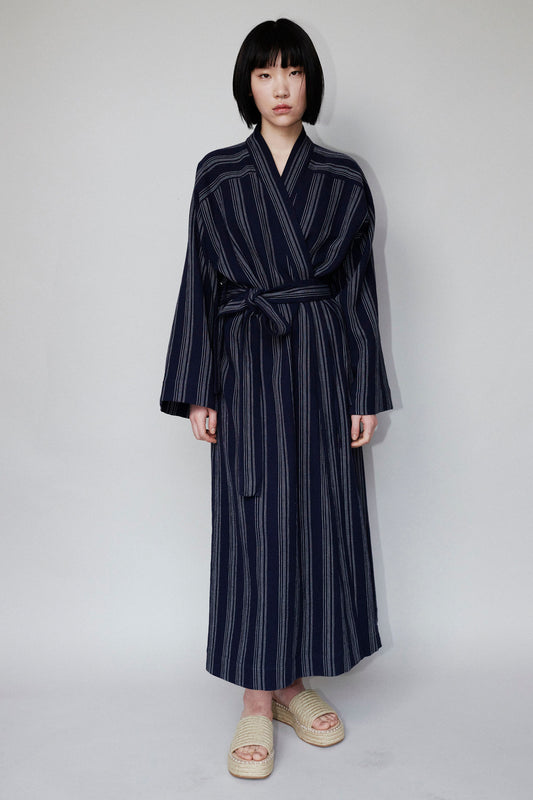 CHŌWA KIMONO DRESS DARK BLUE / STRIPED