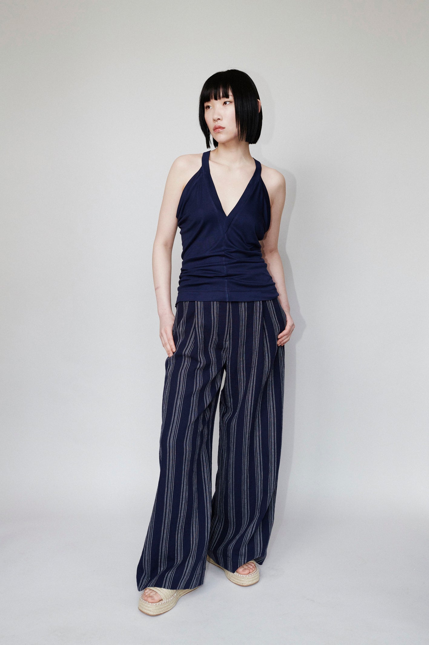 CHŌWA TROUSERS DARK BLUE / STRIPED