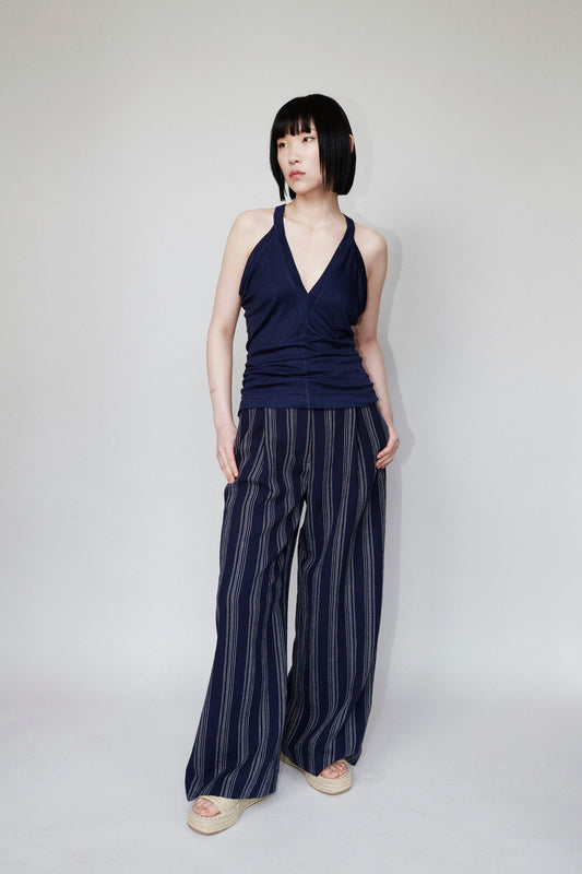 CHŌWA TROUSERS DARK BLUE / STRIPED