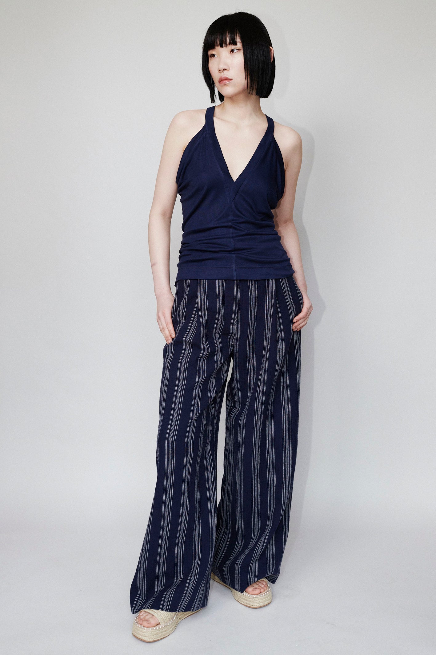CHŌWA TROUSERS DARK BLUE / STRIPED
