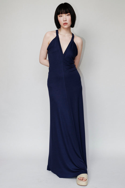 CHŌWA STRAP DRESS DARK BLUE